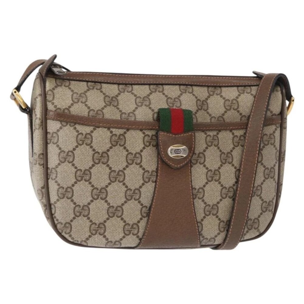 GUCCI GG Supreme Web Sherry Line Shoulder Bag PVC Beige 89 02 032 Auth BA8620 - Picture 2 of 16